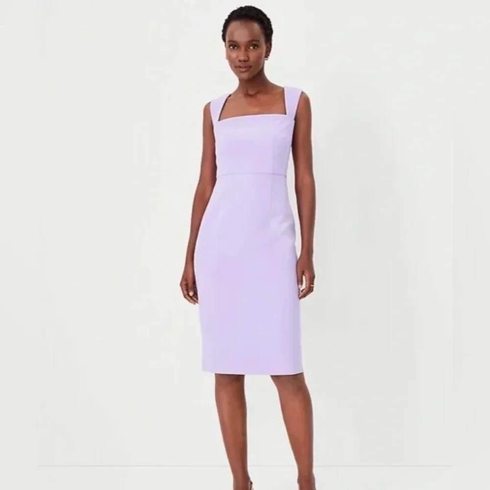 Ann Taylor Lavender Square-Neck Sheath Dress - Picture 1 of 10